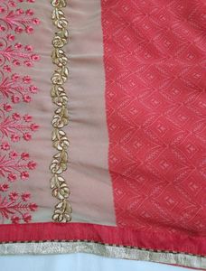 Raddish Red Embroidery Work Saree with Blouse