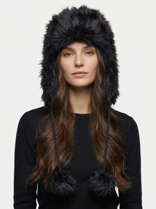 Cozy Faux Fur Trapper Hat with Pom Poms