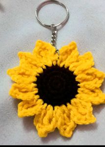 Handmade Crochet Sunflower Keychain Set