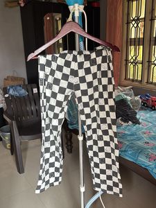 Checkered Pants with Cute Print