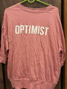Pink "Optimist" Graphic T-Shirt