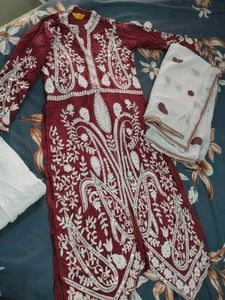 Embroidered Kurta Set with Dupatta