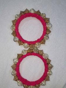 Pink Beaded Bangles
