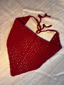 Handmade Maroon Crochet Scarf | Bandana