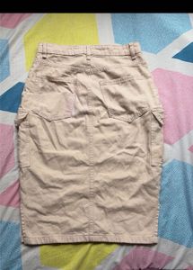 Beige Cargo Midi Skirt