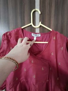 Red Embroidered Kurta Set