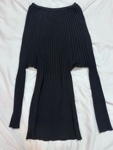 Black Ribbed Knit sweater Mini Dress