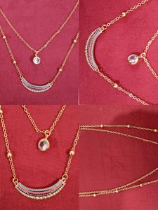 Layered Gold Necklace with Charm