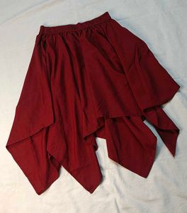 Maroon Asymmetric Skirt