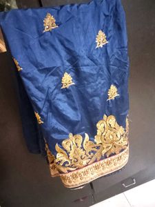 Elegant Blue Embroidered Saree