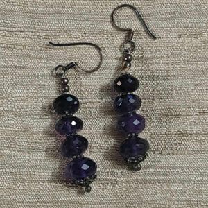 92.5 Amethyst Beaded Dangle Earrings