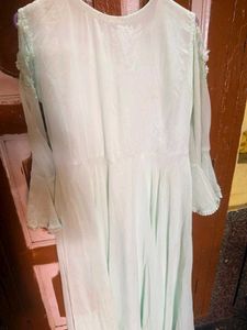 Elegant Mint Green Cold Shoulder Kurta Set