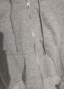 Gray Cropped Zip-Up Hoodie
