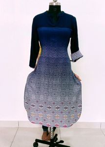 Blue Patterned Kurti Dress