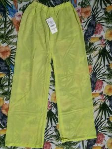 Bright Neon Yellow Wide Leg Pants