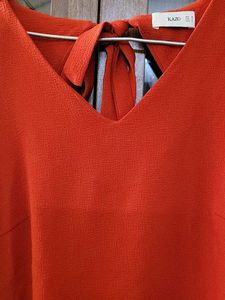 Vibrant Red Bow-Tie Back Blouse