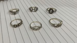 Boho Silver Tone Ring Set of 6 rings
