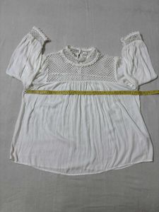 Crochet Boho Detail White Blouse