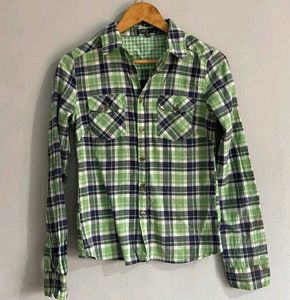 Green Plaid Button-Up Shirt