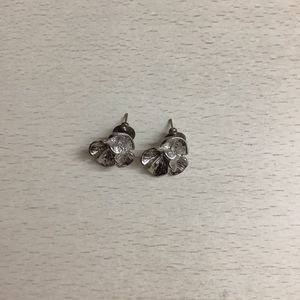 Silver Leaf Design Stud Earrings