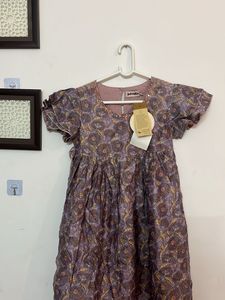 Fabindia Girls’ Lavender Floral Cotton Dress with