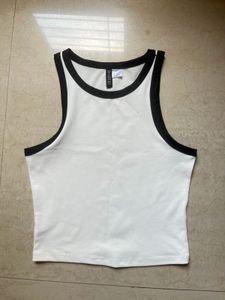 h&amp;m White Ribbed Tank Top