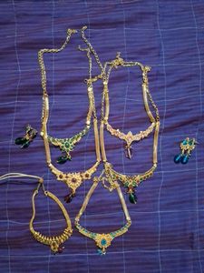 Gold Toned Necklaces and Earrings Set