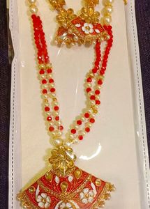 Beautiful Bridal Kundan Long Pendant Set