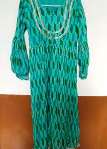 Elegant Teal Geometric Print Kurta