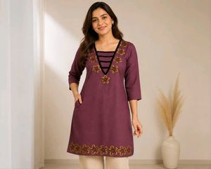 Embroidered Purple Kurta