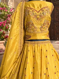 Stunning Yellow Embroidered Lehenga Set