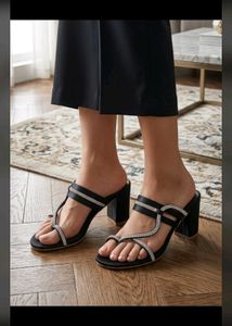 unused Sparkling Black Block Heels