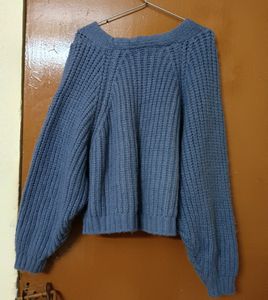 Korean Blue Stylish Wool Cardigan
