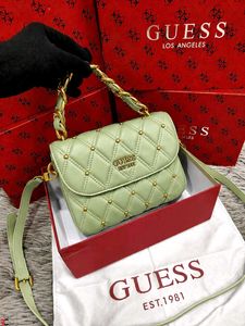 GUESS* *TRIANA BLACK QUILTED FLAP SHOULDER BAG*