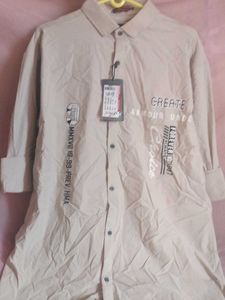 Men's Beige Graphic Print Shirt