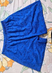 Blue Shorts with Umbrella Print