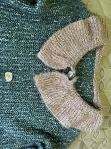 Knitted Cardigan with Unique Collar