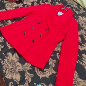 Navy Red Pea Coat