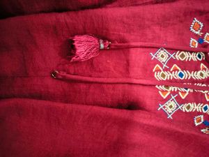 Chinese Embroidered Red Kurta Top