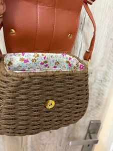 Woven Crossbody Bag with Tassels