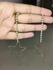 Star Drop Earrings with Rhinestones