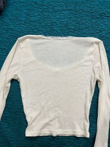 Y2K laced ribbed full sleeve top