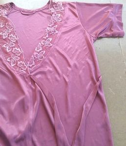 Elegant Satin Robe with Lace Trim /housecoat
