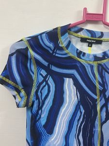 Blue Patterned Crop Top