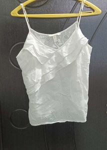 White Eyelet Ruffle Camisole Top