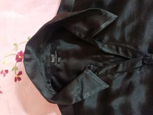 Black satin branded shirt Xxl