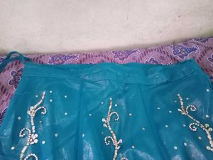 Teal Embroidered Lehenga Skirt Set