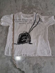 plus size bust 54 White Graphic Print Tunic