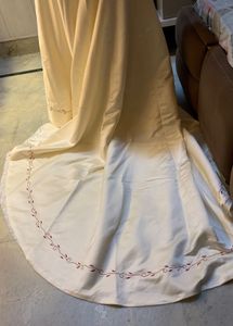 Elegant Cream Embroidered trail gown🎀🩷🦋