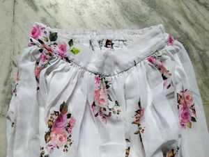 White Floral Chiffon Maxi Skirt